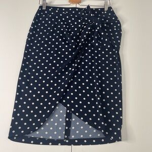 Dynamite Navy Polka Dot Wrap Midi Pencil Skirt with Tie Detail – Size M